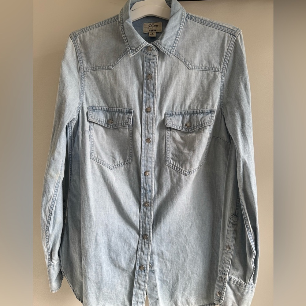 J.Crew Washed Denim Shirt/Pearlized Snaps